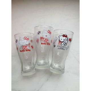 Hello Kitty 40週年 經典玻璃曲線杯 小熊紀念杯及拼圖紀念杯