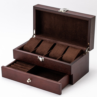 【THEODORA'S】品牌雙層手錶飾品收納盒(4只入) -木紋棕【希奧朵拉】