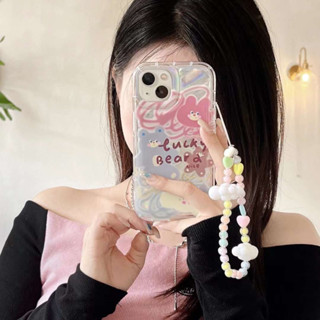 日韓ins風塗鴉彩繪鐳射小熊小兔 適用於iphone11 12 13 14 Promax防摔蘋果手機
