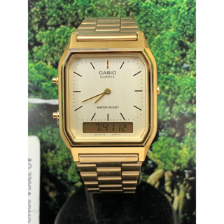 卡西歐CASIO AQ-230商務鋼帶雙顯錶