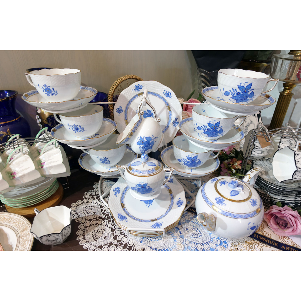 【Sunshine Antiques】HEREND - CHINESE BOUQUET BLUE 全套不分售 意者私訊