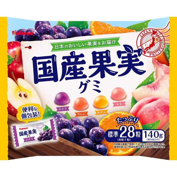 +爆買日本+ KABAYA 國產果實 卡巴 綜合水果軟糖 140g 蘋果/蜜柑/葡萄/桃子 日本軟糖 日本原裝進口