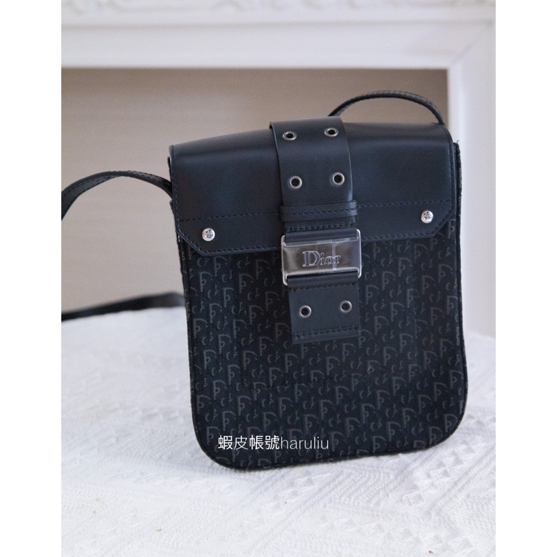 日本連線Dior迪奧正品復古黑色老花側背包(近全新)