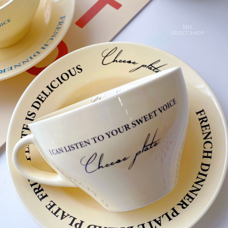 𝐍𝐇【現貨+預購】法式復古奶油咖啡杯碟 馬克杯 陶瓷杯 餐盤 情侶杯 下午茶
