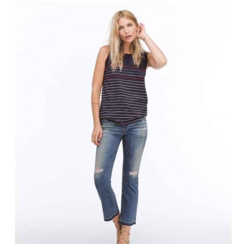 全新美國品牌 - AG Jeans 抽鬚刷破合身小喇叭九分牛仔褲 現貨26