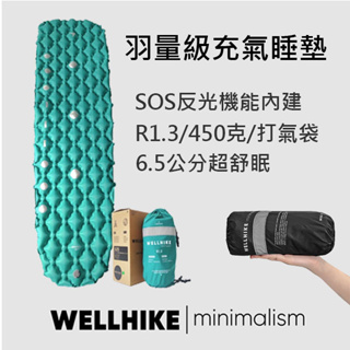 [開發票 超輕量 附充氣袋] 外銷日本 WELLHIKE 羽量級充氣睡墊 睡墊 床墊 輕量型 登山 露營 野營 遶境