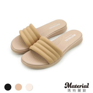 Material瑪特麗歐 拖鞋 MIT層次寬帶楔型拖鞋 T9368
