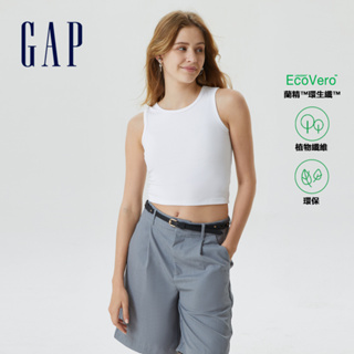 Gap 女裝 輕薄羅紋圓領短版背心 女友T系列-白色(598238)