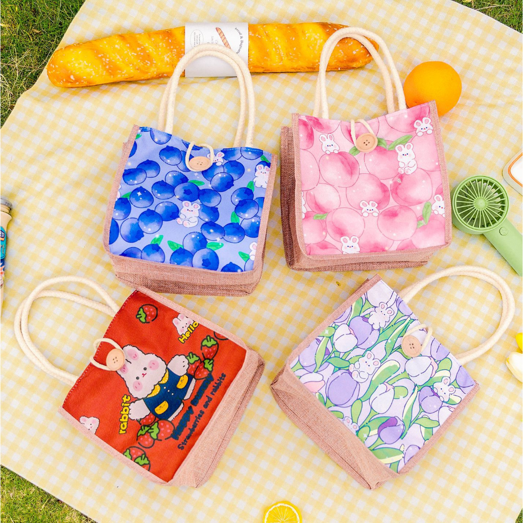 兔子 藍莓 桃子 鬱金香 包 包包 背包 可愛包包 小提包 提包 提袋 小袋子 包包 日系 少女 單肩斜挎包 提包 餐袋