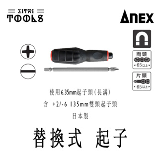 【伊特里工具】日本 ANEX 替換式 螺絲起子 日本製 NO.3970 替換式 起子 十字 一字 防滑握柄