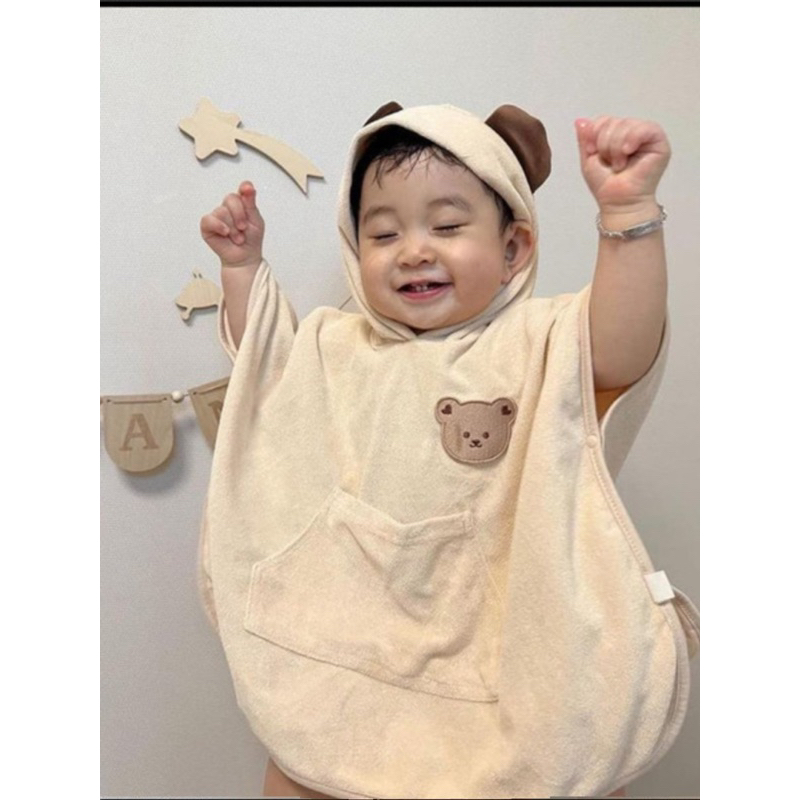 小熊兒童斗篷浴巾 兒童浴巾 連帽浴巾 嬰兒兒童浴袍
