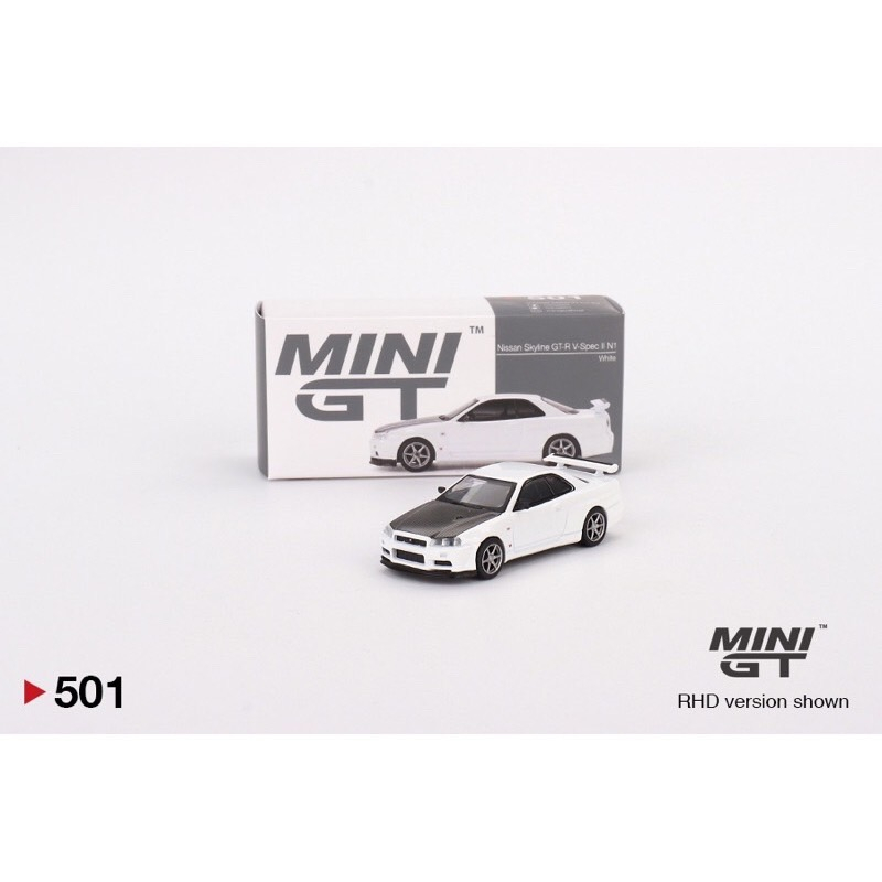 MINI GT 1/64日產 Nissan Skyline GTR V-Spec 501 白 卡夢