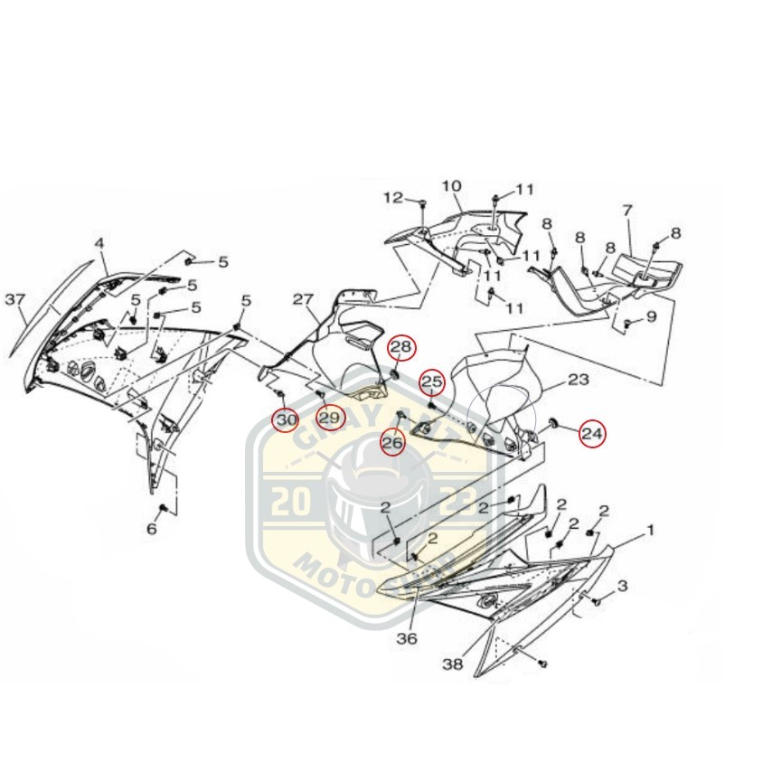 &lt;灰螞蟻&gt; R15 V3 整流罩內蓋螺絲 整流罩內蓋配件 原廠YAMAHA零件