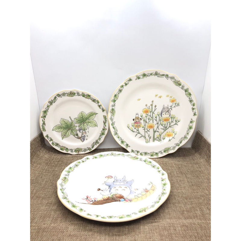 日本名瓷 Noritake 龍貓瓷盤組 三入 兩大一小