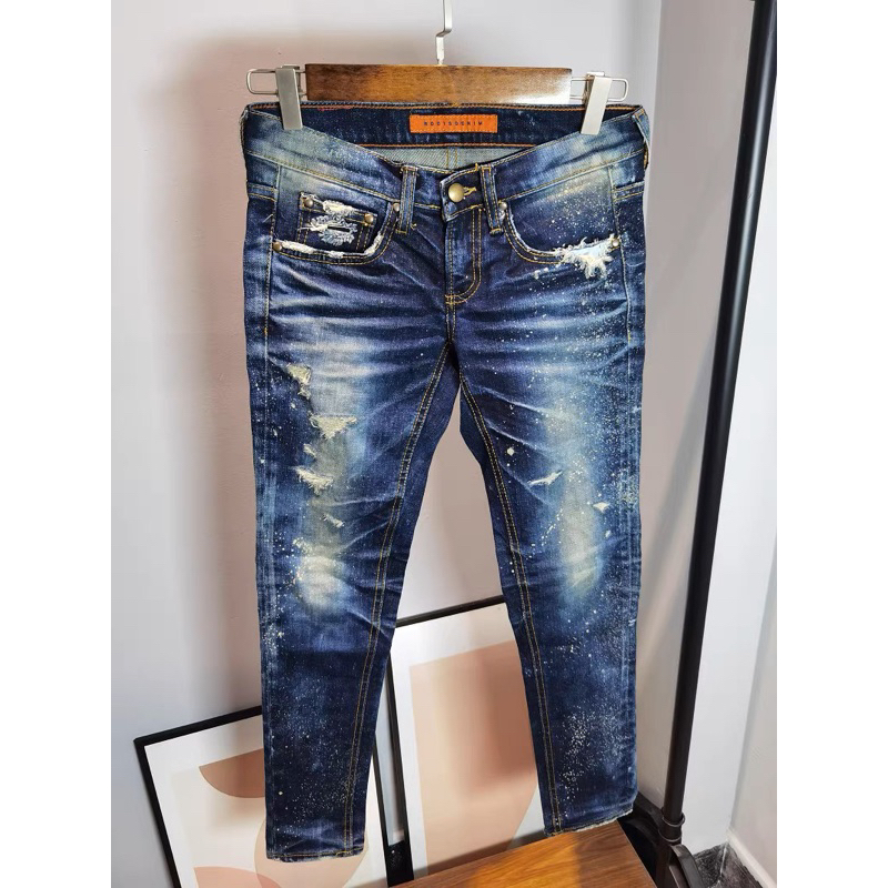 正韓全新 Rodis denim  刷破刷色潑漆牛仔褲M