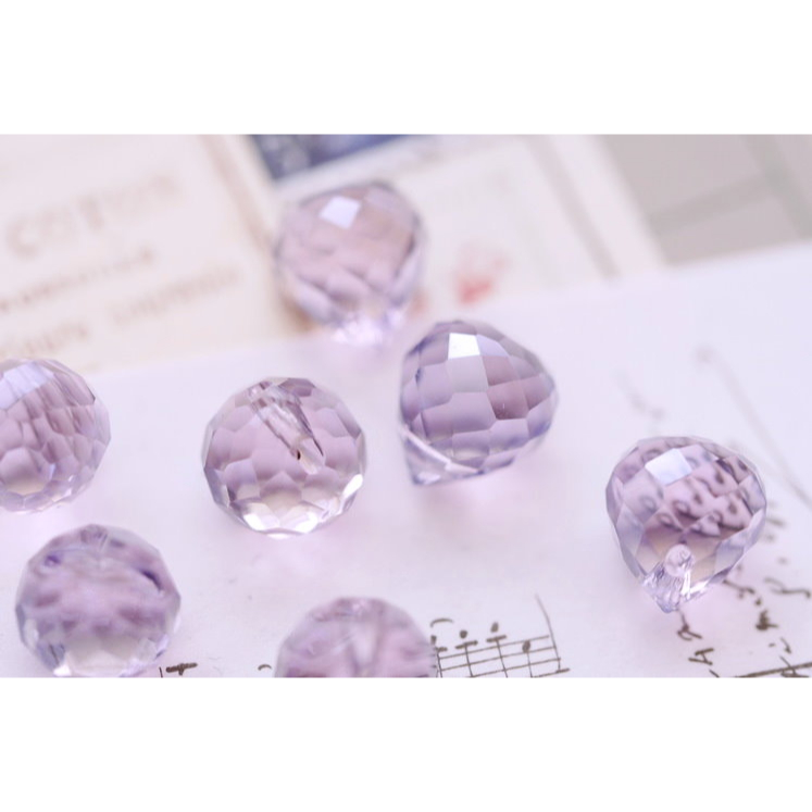 。素敵手作Antique材料。韓國鍍膜玻璃水晶珠--9x8mm多切面洋蔥形橫孔水滴--幻彩紫