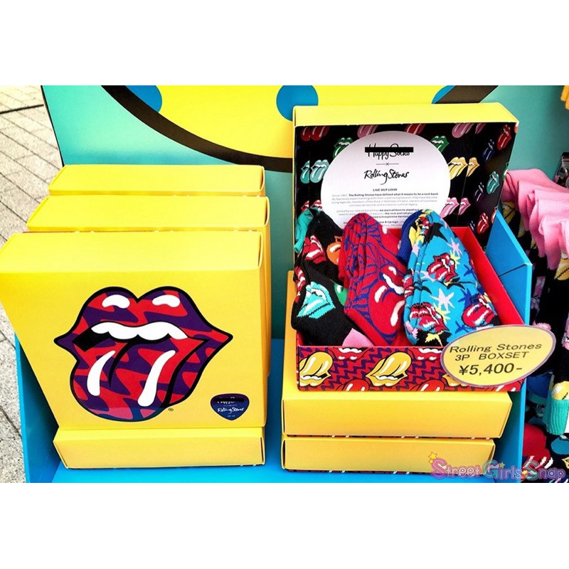 Happy Socks X Rolling Stones聯名限量款盒裝組襪子，三雙一組，vans.nike都很適合搭配