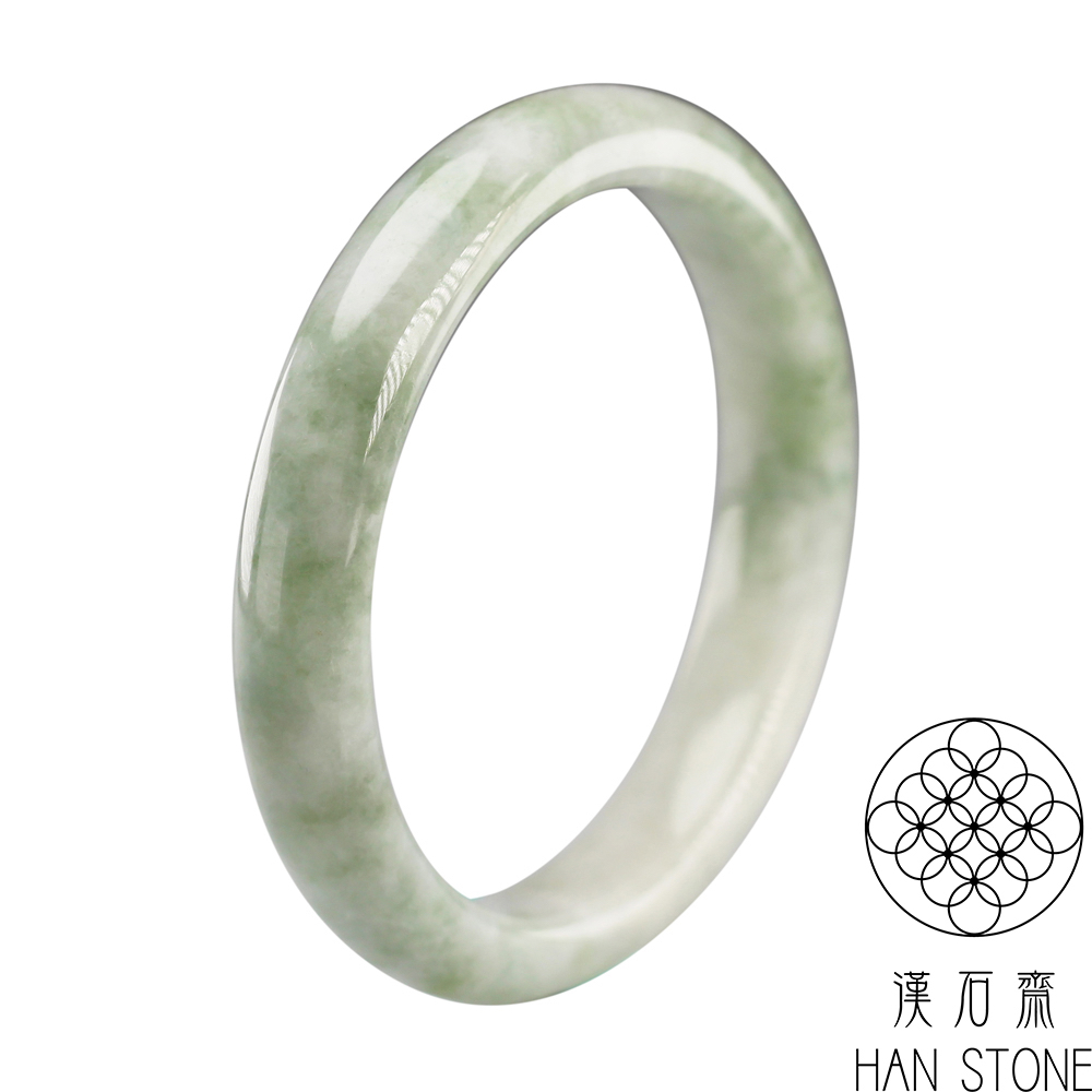 【漢石齋】天然A貨 飄花種 翡翠手鐲玉鐲(手圍17.9/版寬11.3mm)