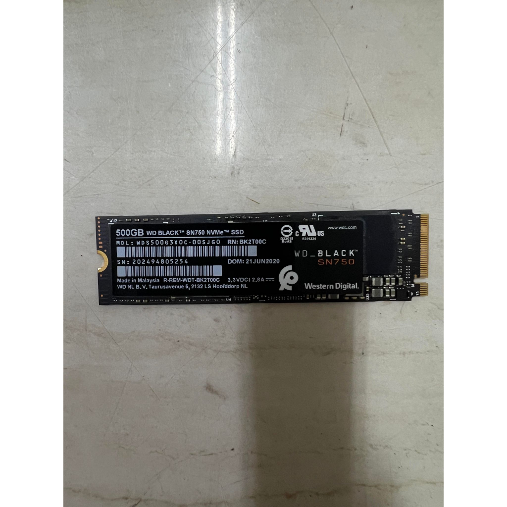 【WD威騰】WD BLACK 500GB SN750 NVME M.2 SSD固態硬碟 保固內二手良品 $800