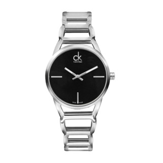 Calvin Klein美國原廠平輸 | CK手錶 stately系列女錶 不鏽鋼鍊錶帶 - 黑K3G23121