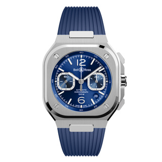 Bell & Ross 柏萊士BR 05系列 計時機械腕錶-藍面膠款/42mm (BR05C-BLU-ST/SRB)