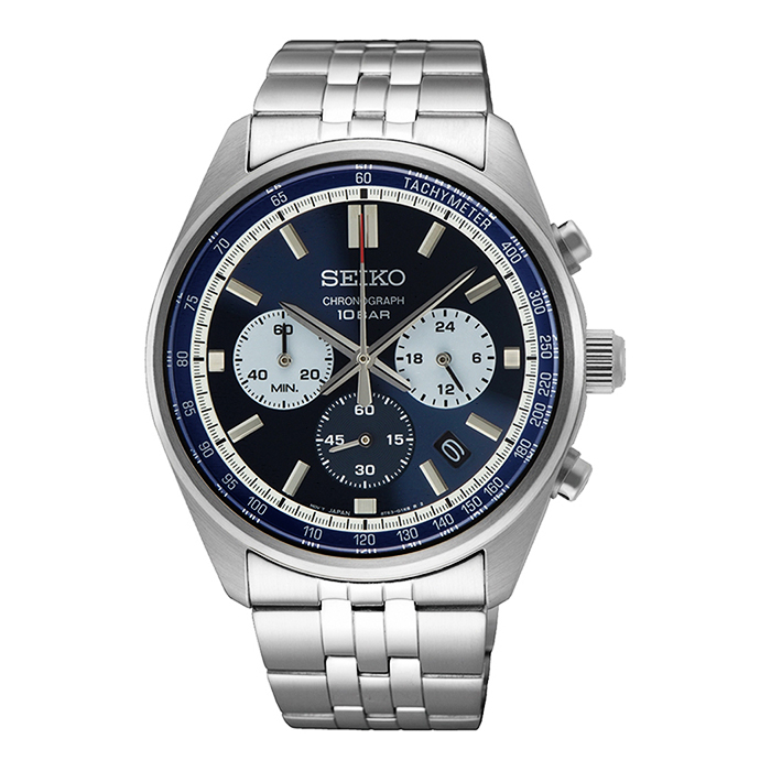 【SEIKO 精工】SSB427P1 鋼錶帶 三眼計時男錶 8T63-00W0B 藍/銀 41.5mm 台南 時代鐘錶