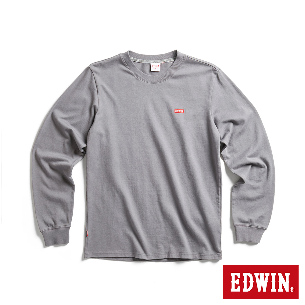 EDWIN 男款 露營系列 背後富士營地LOGO印花厚長袖T恤(灰褐色)