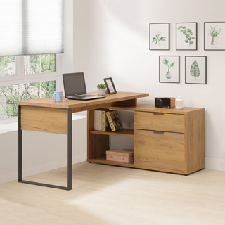 雅博德L型書桌-黃金橡木色/DIY自行組合產品