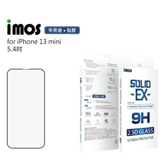 免運 iMos iPhone 13 mini (5.4吋) 點膠2.5D窄黑邊玻璃保護貼 美商康寧 "授權經銷商"