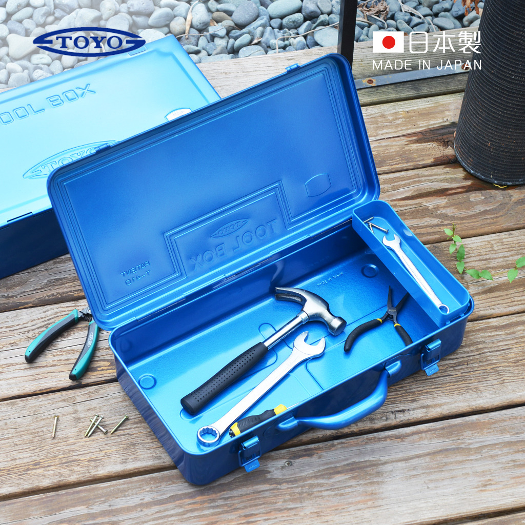 【日本TOYO】日製扁型提把式鋼製工具箱(附分隔收納盒) (收納箱/手提箱)-共3款《屋外生活》露營戶外工具水電 收納