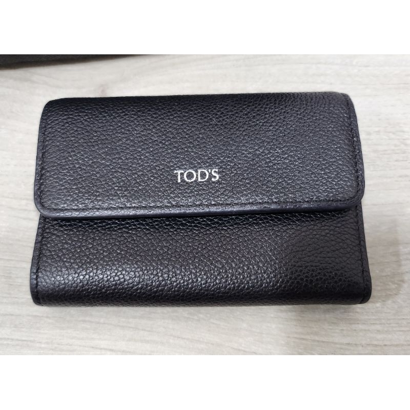 TOD'S 黑色三折短皮夾