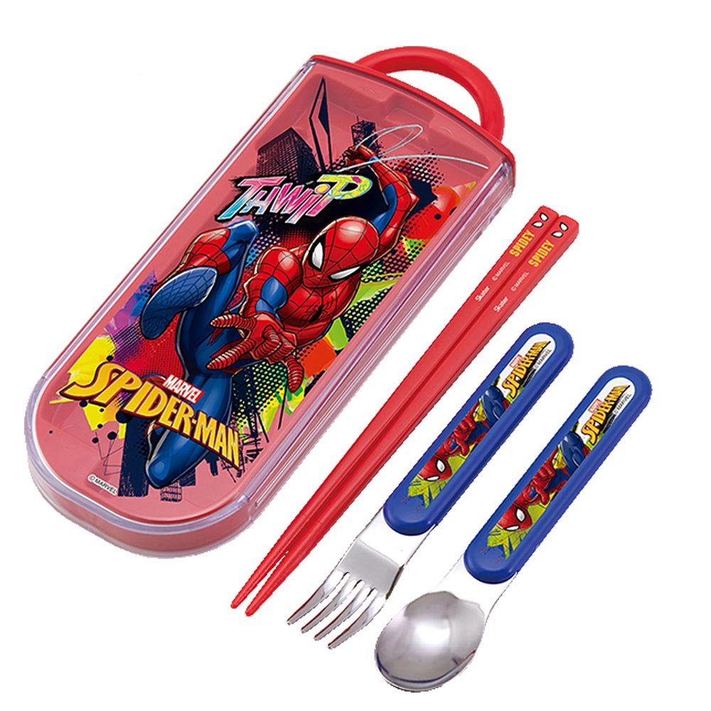 Skater 銀離子三件餐具組-Spiderman