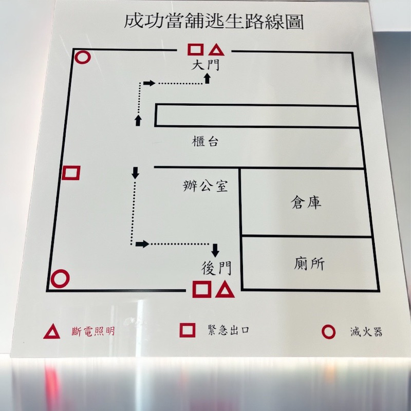 👋🏻歡迎客製/可設計/壓克力板逃生路線圖/西德貼紙