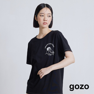 【gozo】特殊防汙刮刮樂的奶奶T恤(黑色/卡其_M/L) | 女裝 圓領 休閒