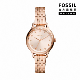 【FOSSIL 官方旗艦館】 Laney 經典玫瑰金都會女錶 玫瑰金色不鏽鋼鍊帶 34MM BQ3862