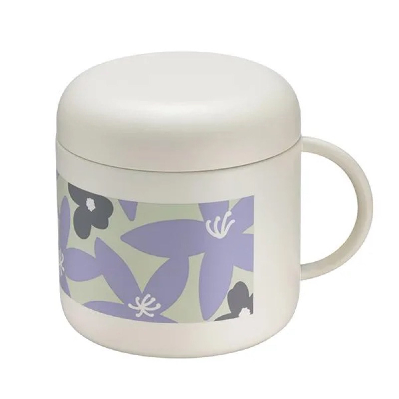 星巴克 印花個人咖啡沖泡組 MUG 12OZ SS PURPLE WHITE BIG FLOWER BREW SET