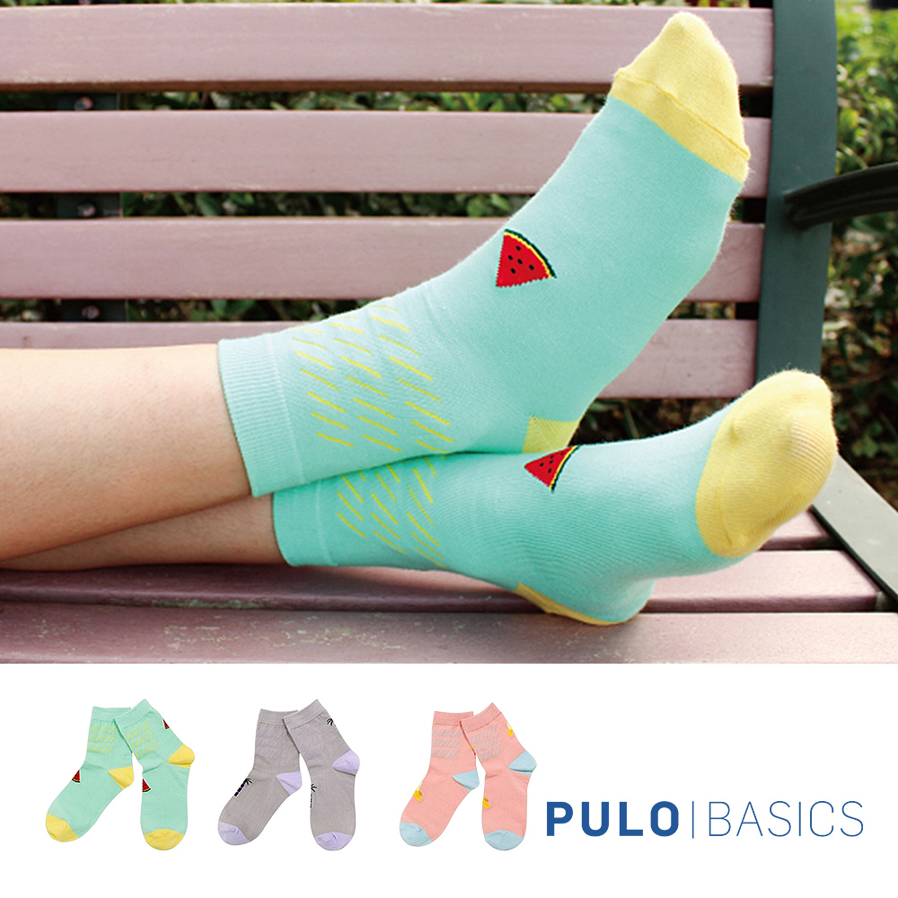 PULO-車過枋寮甜甜的短襪- 甘庶 / 香蕉 / 西瓜 水果襪 造型襪 少女襪 短襪 百搭 純棉襪