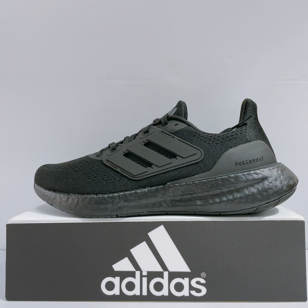 adidas PUREBOOST 23 WIDE 男生 黑白色 寬楦 網布 透氣 緩震 包覆 運動 慢跑鞋 IF4840