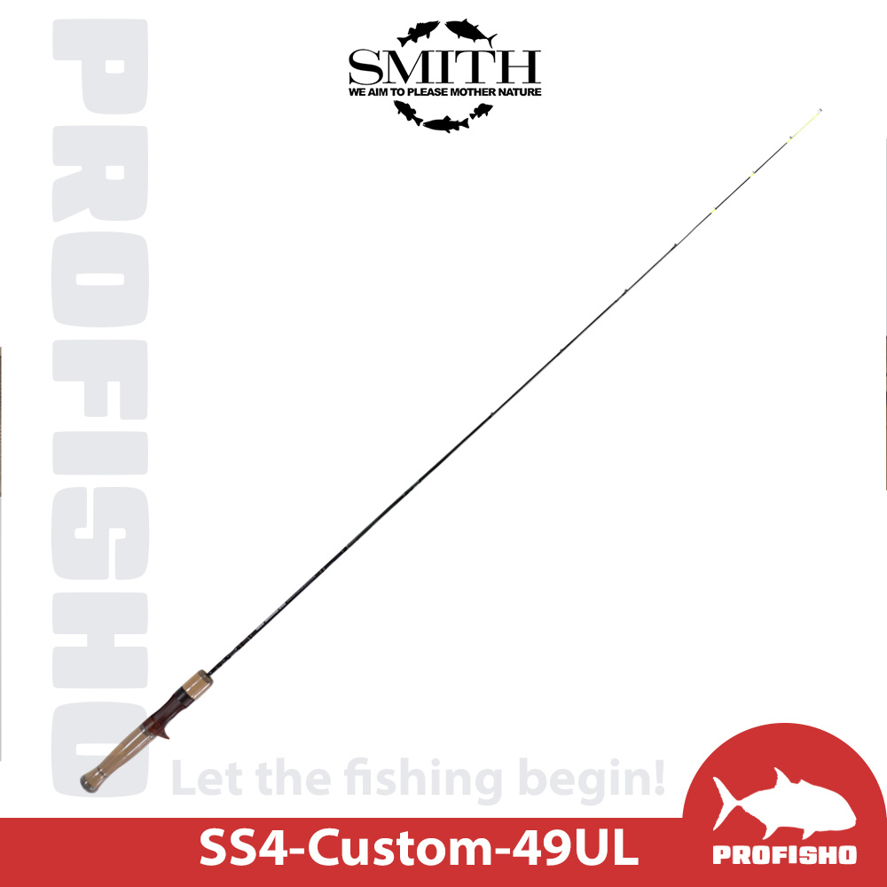 【搏漁所釣具】Smith SS4-Custom 49UL 4本 槍柄旅行竿 收納長度41.5cm 日本製 溪釣 木製手把