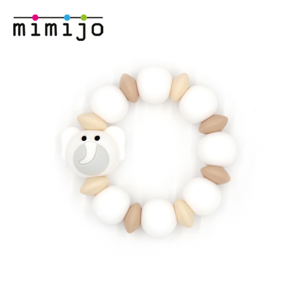 【捷克mimijo】鉑金食品級矽膠寶寶固齒器/抓握訓練器/口腔健康保護(3m+/白色大象)