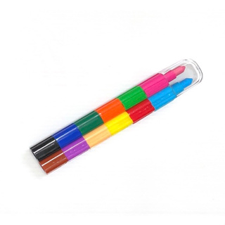 +富福里+ 龍和 BB-075 可擦拭胖胖積木色筆 彩虹筆 色蠟筆 可擦拭彩虹筆 12色