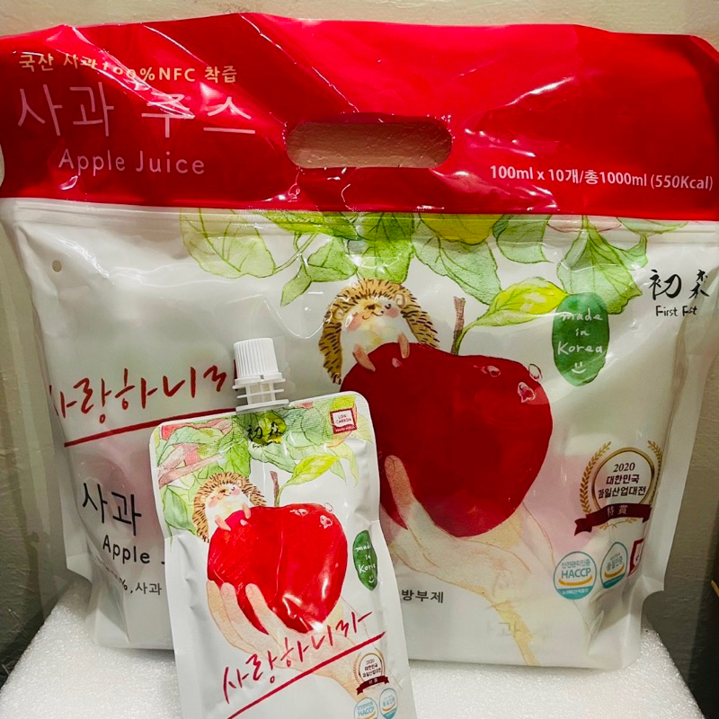 蛋妹⭐ (整袋) 韓國初森100%蘋果汁100ml (10包/袋)
