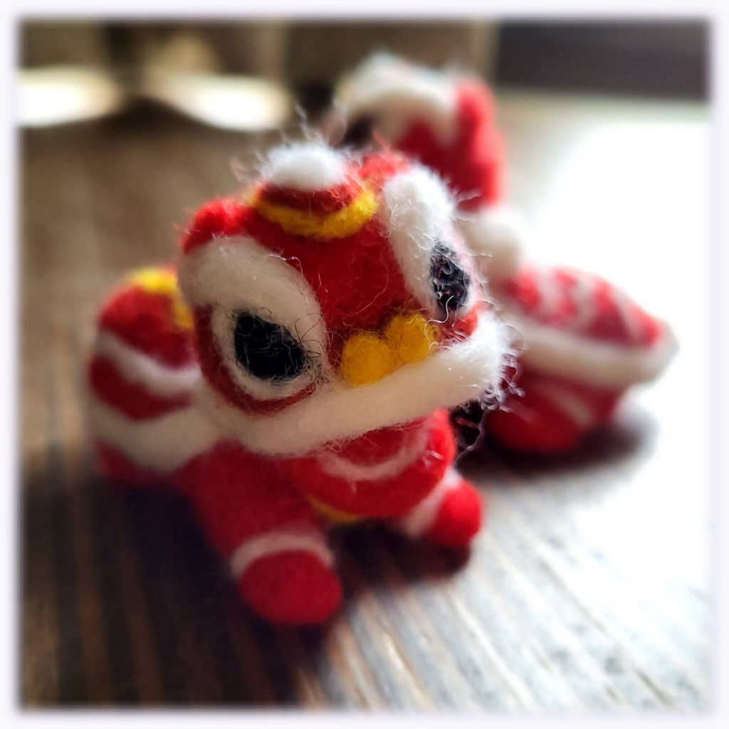 【火龍果果】羊毛氈✦舞獅(紅)✦廣東獅 醒獅 舞獅