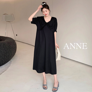 ANNE｜蝴蝶結 雪紡洋裝 孕婦可穿 XL-2XL【AD102194】V領 長裙洋裝 孕婦裝 孕婦洋裝 雪紡連衣裙 連身