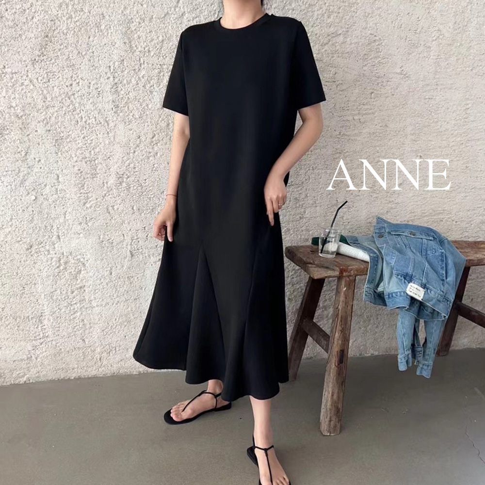 ANNE｜素色寬鬆洋裝 短袖洋裝 XL-2XL【AD10201B】孕婦裝 孕婦洋裝 夏天 洋裝 長裙
