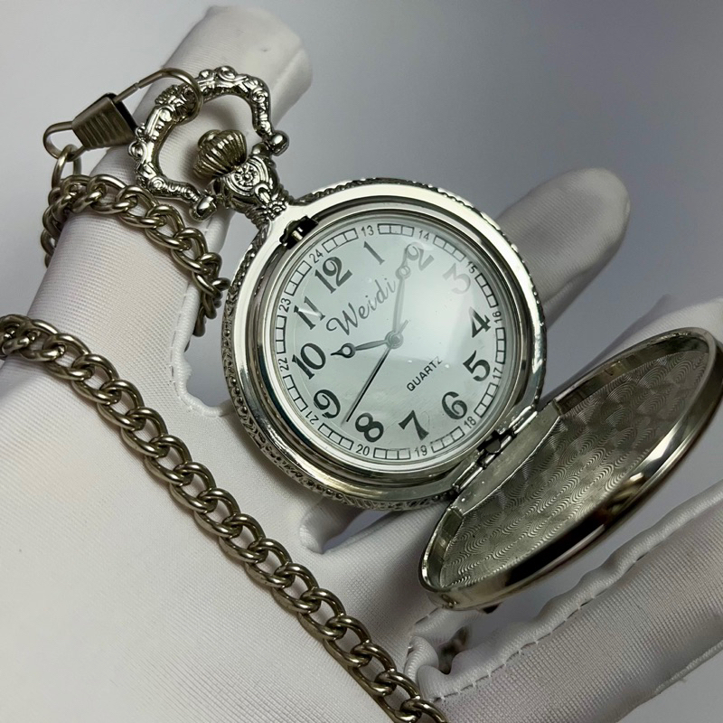 全新 Weidi 銀色懷錶 壓紋 石英 復古 vintage 早期 Quartz Weidi Pocket Watch