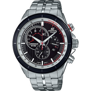 【CASIO 卡西歐】EDIFICE 賽車風格 鋼錶帶 計時男錶 EFR-561DB-1B 黑/紅 台南時代