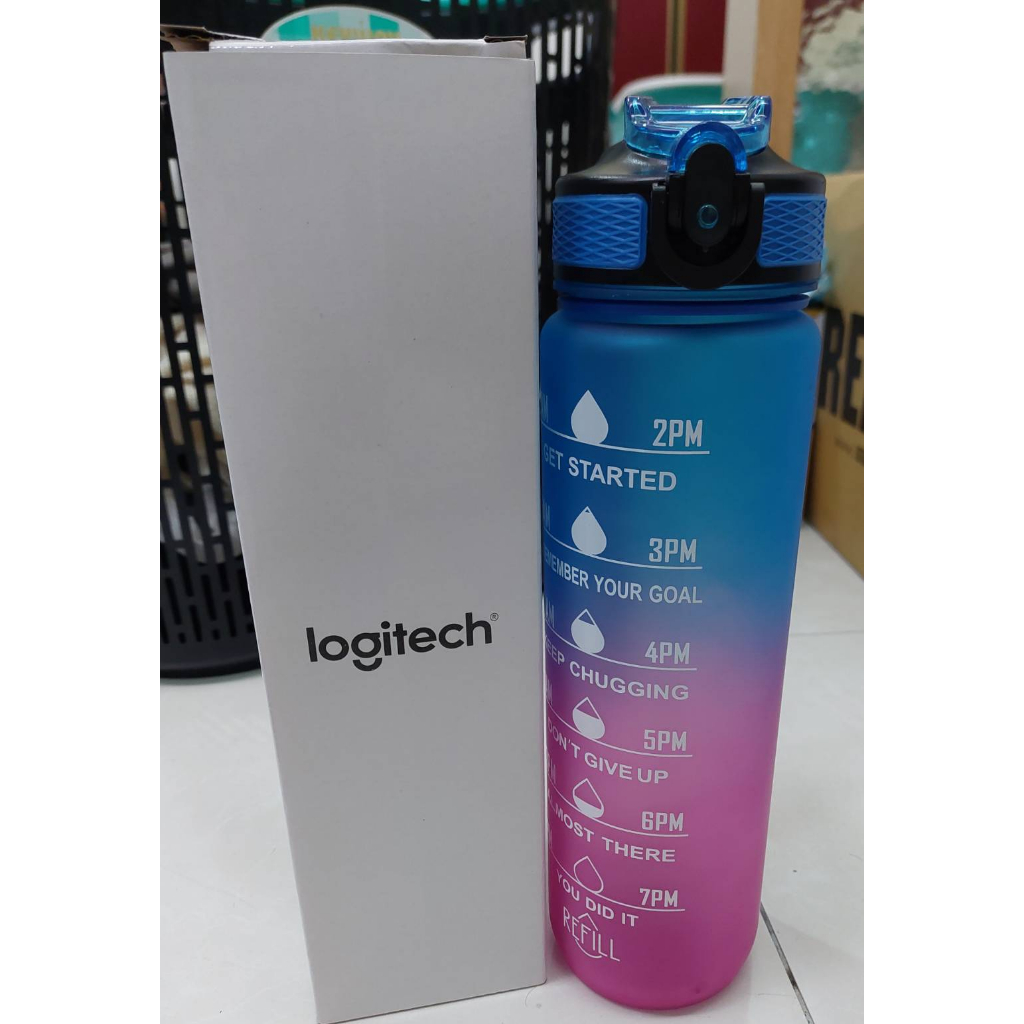 羅技 logitech 水壺 水瓶 環保杯 1000ML 一公升水壺 塑膠瓶 塑膠杯 彩虹刻度水壺