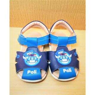 POLI波力童鞋 包趾涼鞋 休閒涼鞋 輕量魔鬼氈 藍/深藍色 MIT台灣製造 14.5cm