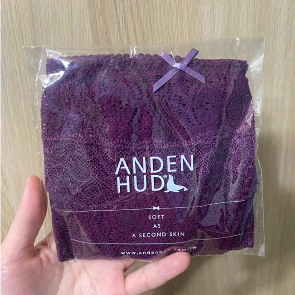 全新 ANDEN HUD PURE 法式蕾絲 中腰三角褲 藍梅紫M